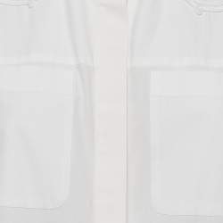 Pre Owned Fendi White Embroidered Yoke Cotton Long Sleeve Shirt S