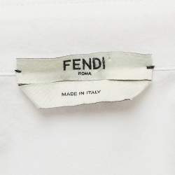 Pre Owned Fendi White Embroidered Yoke Cotton Long Sleeve Shirt S