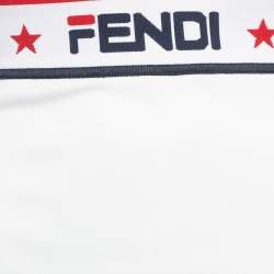 Fendi White Jersey Knit Zucca Stripe Detail Pencil Skirt S