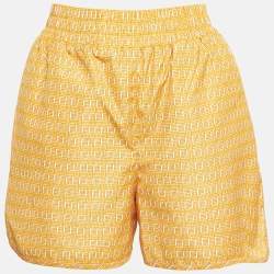 Fendi Yellow FF Logo Print Synthetic Shorts XS