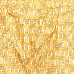 Fendi Yellow FF Logo Print Synthetic Shorts XS