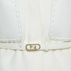 Pre Owned Fendi Off White Leather Trim Wool Belted Go-To Jacket S