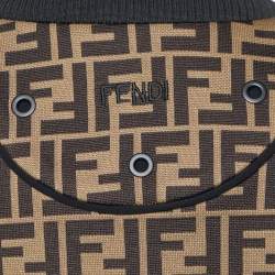 Fendi Brown FF Logo Pattern Jersey Oversized Zip Up Jacket M