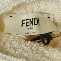Pre Owned Fendi White Stretch Knit High Neck Slim Fit Pull Over S