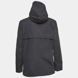 Pre Owned Fendi Grey/Yellow Eyes Applique Synthetic Reversible Hooded Jacket S