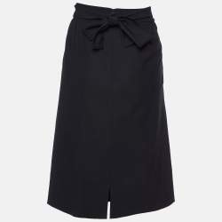 Fendi Black Wool Knee Length Skirt M