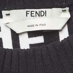 Fendi Monochrome Zucca Jacquard Knit Cut-Out Sweatshirt S