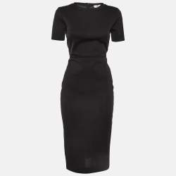 Fendi Black Knit Logo Paneled Midi Dress S