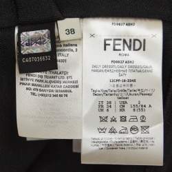 Fendi Black Knit Logo Paneled Midi Dress S