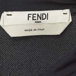 Fendi Black Knit Logo Paneled Midi Dress S