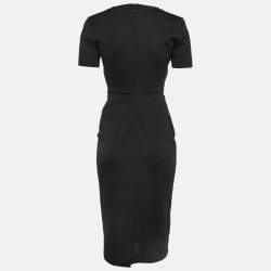 Fendi Black Knit Logo Paneled Midi Dress S