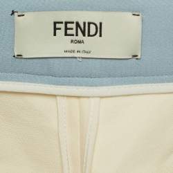 Pre Owned Fendi Cream Contrast Trim Wool Blend Flared Pants M