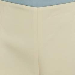 Pre Owned Fendi Cream Contrast Trim Wool Blend Flared Pants M