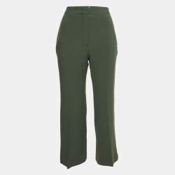 Fendi Green Gabardine Wool Blend Capri Pants S