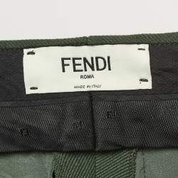 Fendi Green Gabardine Wool Blend Capri Pants S