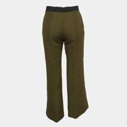 Pre Owned Fendi Green Wool Blend Wide Leg Capri Pants S