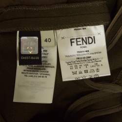 Pre Owned Fendi Green Wool Blend Wide Leg Capri Pants S