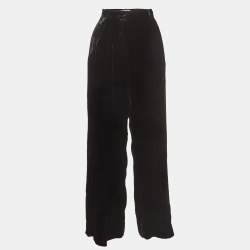 Fendi Black Velvet Loose Fit Trousers M