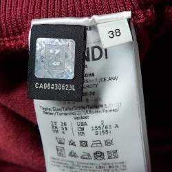Pre Owned Fendi Maroon Jersey Logo Band Trim Track Suit S