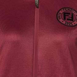 Pre Owned Fendi Maroon Jersey Logo Band Trim Track Suit S