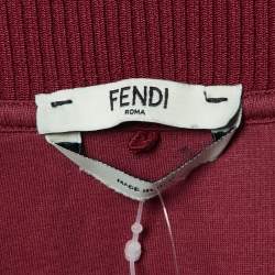 Pre Owned Fendi Maroon Jersey Logo Band Trim Track Suit S