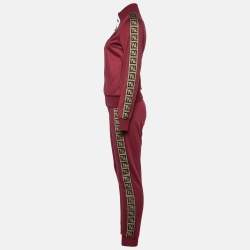 Pre Owned Fendi Maroon Jersey Logo Band Trim Track Suit S