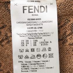 Fendi Brown Jacquard Knit Trouser and Cardigan Set S