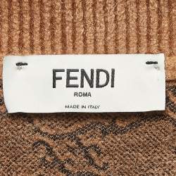 Fendi Brown Jacquard Knit Trouser and Cardigan Set S