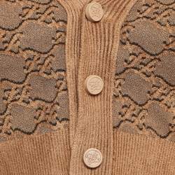 Fendi Brown Jacquard Knit Trouser and Cardigan Set S
