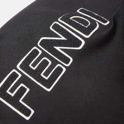 Pre Owned Fendi Karlito Black Logo Applique Detail Quilted Down Bomber Jacket M