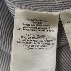 Pre Owned Fendi White/Blue Pinstripe Cotton Buttoned Up Shirt S