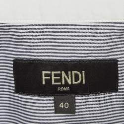 Pre Owned Fendi White/Blue Pinstripe Cotton Buttoned Up Shirt S