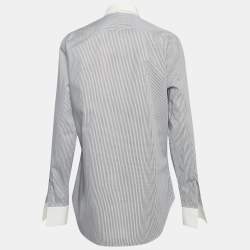 Pre Owned Fendi White/Blue Pinstripe Cotton Buttoned Up Shirt S