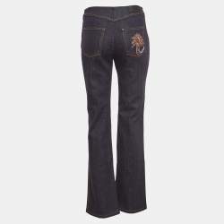 Pre Owned Fendi Navy Blue Denim High Rise Jeans S Waist 28"