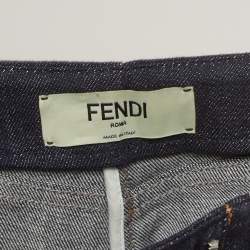Pre Owned Fendi Navy Blue Denim High Rise Jeans S Waist 28"