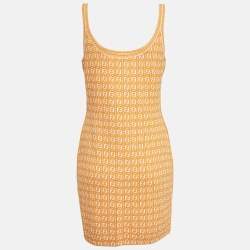 مملوكة مسبقًا Fendi Orange Zucca Knit Mini Bodycon Dress M