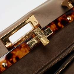 Pre Owned Fendi Beige Leather Medium Peekaboo Top Handle Bag