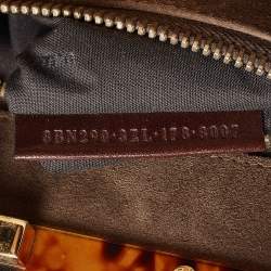 Pre Owned Fendi Beige Leather Medium Peekaboo Top Handle Bag