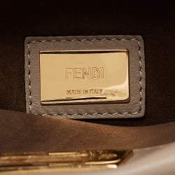Pre Owned Fendi Beige Leather Medium Peekaboo Top Handle Bag