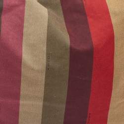 Pre Owned Fendi Multicolor Fabric and Leather Large Pequin Striped Hobo