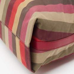 Pre Owned Fendi Multicolor Fabric and Leather Large Pequin Striped Hobo