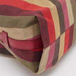 Pre Owned Fendi Multicolor Fabric and Leather Large Pequin Striped Hobo