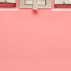 Pre Owned Fendi Pink Patent Leather Medium Peekaboo Cut Bag