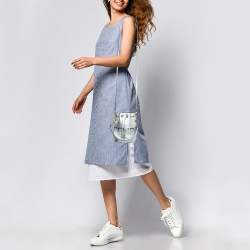 Pre Owned Fendi SIlver Leather Mini Mon Tresor Drawstring Bucket Bag