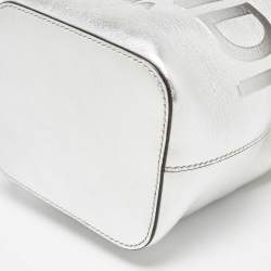 Pre Owned Fendi SIlver Leather Mini Mon Tresor Drawstring Bucket Bag
