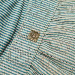 Fendi Blue/White Stripe Leather Mini Perforated FF Chef Pochette Bag