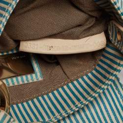 Fendi Blue/White Stripe Leather Mini Perforated FF Chef Pochette Bag