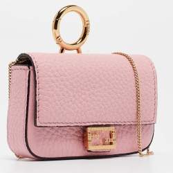 Fendi Pink Leather Nano Baguette Charm Bag