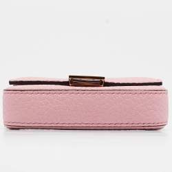 Fendi Pink Leather Nano Baguette Charm Bag