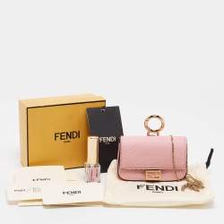 Fendi Pink Leather Nano Baguette Charm Bag